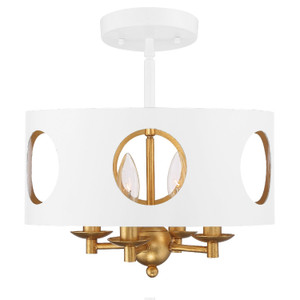 Odelle 4 Light Matte White + Antique Gold Ceiling Mount (ODE-700-MT-GA_CEILING)