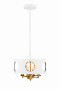 Odelle 4 Light Matte White + Antique Gold Pendant (ODE-700-MT-GA)