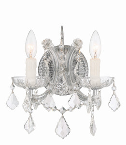 Maria Theresa 2 Light Clear Italian Crystal Polished Chrome Wall Mount (4472-CH-CL-I) Maria Theresa 2 Light Clear Italian Crystal Polished Chrome Wall Mount (4472-CH-CL-I)