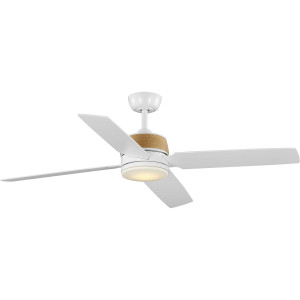 Schaffer II Collection 56 in. 4-Blade Satin White Modern Organic Ceiling Fan Integrated LED Lamped Light and Natural Jute Accents (P250097-028-30)