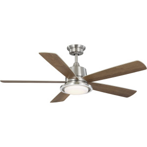 Tarsus Collection 52 in. Five Blade Brushed Nickel Modern Ceiling Fan with Integrated CCT-LED Light (P250102-009-CS)