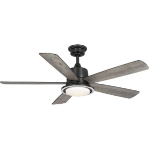 Tarsus Collection 52 in. Five Blade Matte Black Modern Ceiling Fan with Integrated CCT-LED Light (P250102-31M-CS)