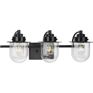 Northlake Collection Three-Light Matte Black Clear Glass Transitional Bath Light (P300436-31M)