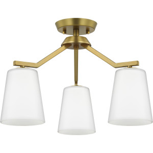 Vertex Collection Three-Light Brushed Gold Etched White Contemporary Convertible Chandelier (P400342-191) Vertex Collection Three-Light Brushed Gold Etched White Contemporary Convertible Chandelier (P400342-191)