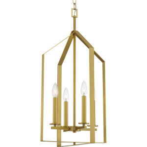 Vertex Collection Four-Light Brushed Gold Contemporary Foyer Light (P500432-191)