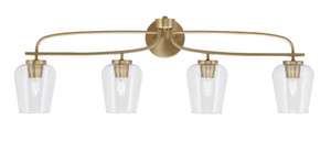 Cavella 4 Light Bath Bar, New Age Brass Finish, 5" Clear Bubble Glass (3914-NAB-210)