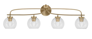 Cavella 4 Light Bath Bar, New Age Brass Finish, 5.75" Clear Bubble Glass (3914-NAB-4100)