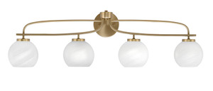 Cavella 4 Light Bath Bar, New Age Brass Finish, 5.75" White Marble Glass (3914-NAB-4101)