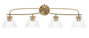 Cavella 4 Light Bath Bar, New Age Brass Finish, 7" Clear Bubble Glass  (3914-NAB-302)