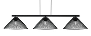 Atlas 3 Light Bar In Matte Black Finish With 14" Matte Black Cone Mesh Metal Shades (4523-MB-808)
