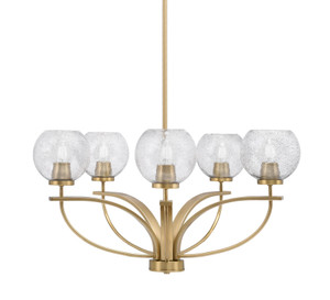 Cavella 5 Light, Uplight Chandelier With Hang Straight Swivel In New Age Brass Finish With 5.75" Smoke Bubble Glass (3905-NAB-4102)