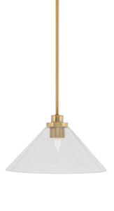 Odyssey Stem Hung Mini Pendant, New Age Brass Finish, 12" Clear Bubble Glass (2601-NAB-306)