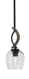 Monterey 1 Light Mini Pendant Shown In Matte Black & Painted Distressed Wood-look Metal Finish With 6" Smoke Bubble Glass (2901-MBDW-4812)
