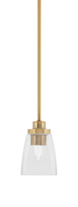 Odyssey Stem Hung Mini Pendant, New Age Brass Finish, 4.5" Clear Bubble Glass (2601-NAB-461)