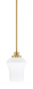 Odyssey Stem Hung Mini Pendant, New Age Brass Finish, 5.5" Zilo White Linen Glass (2601-NAB-681)