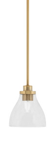 Odyssey Stem Hung Mini Pendant, New Age Brass Finish, 6.25" Clear Bubble Glass (2601-NAB-4760)