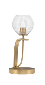 Cavella Accent Lamp In New Age Brass Finish With 6" Clear Ribbed Glass (39-NAB-5110) Cavella Accent Lamp In New Age Brass Finish With 6" Clear Ribbed Glass (39-NAB-5110)