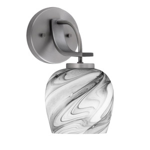 Cavella Wall Sconce, Graphite Finish, 6" Onyx Swirl Glass (3911-GP-4819)