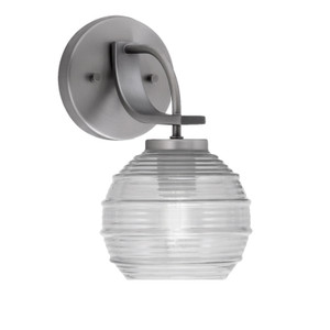 Cavella Wall Sconce, Graphite Finish, 6" Clear Ribbed Glass (3911-GP-5110)