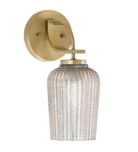 Cavella Wall Sconce, New Age Brass Finish, 5" Silver Textured Glass (3911-NAB-4253)