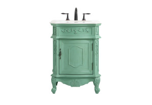 24 Inch Single Bathroom Vanity In Vintage Mint With Ivory White Engineered Marble (VF-1031VM-VW) 24 Inch Single Bathroom Vanity In Vintage Mint With Ivory White Engineered Marble (VF-1031VM-VW)