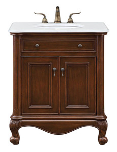 30 Inch Single Bathroom Vanity In Teak Color With Ivory White Engineered Marble (VF-1032-VW) 30 Inch Single Bathroom Vanity In Teak Color With Ivory White Engineered Marble (VF-1032-VW)