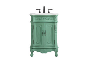 24 Inch Single Bathroom Vanity In Vintage Mint With Ivory White Engineered Marble (VF10124VM-VW) 24 Inch Single Bathroom Vanity In Vintage Mint With Ivory White Engineered Marble (VF10124VM-VW)