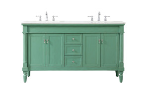 60 Inch Double Bathroom Vanity In Vintage Mint (VF13060DVM)