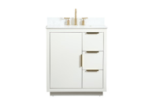 30 Inch Single Bathroom Vanity In White With Backsplash (VF19430WH-BS) 30 Inch Single Bathroom Vanity In White With Backsplash (VF19430WH-BS)