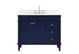 42 Inch Single Bathroom Vanity In Blue With Backsplash (VF31842BL-BS)