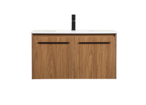 36 Inch Single Bathroom Vanity In Walnut Brown (VF44536WB) 36 Inch Single Bathroom Vanity In Walnut Brown (VF44536WB)