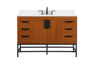 48 inch Single bathroom vanity in teak with backsplash (VF488W48MTK-BS)