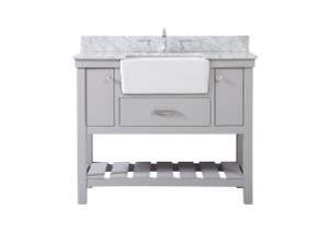 42 Inch Single Bathroom Vanity In Grey With Backsplash (VF60142GR-BS)