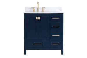 32 Inch Single Bathroom Vanity In Blue With Backsplash (VF18832BL-BS)