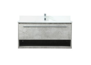 40 Inch Single Bathroom Vanity In Concrete Grey With Backsplash (VF43540MCG-BS) 40 Inch Single Bathroom Vanity In Concrete Grey With Backsplash (VF43540MCG-BS)