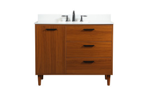 42 Inch Bathroom Vanity In Teak With Backsplash (VF47042MTK-BS)