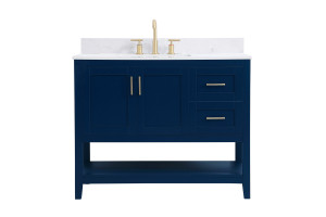 42 Inch Single Bathroom Vanity In Blue With Backsplash (VF16042BL-BS)