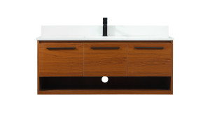 48 inch Single bathroom vanity in teak with backsplash (VF43548MTK-BS)