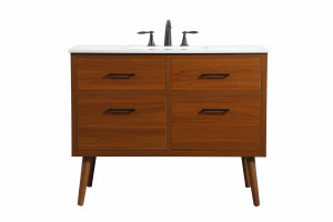 42 Inch Single Bathroom Vanity In Teak (VF41042MTK)