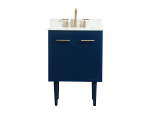 24 Inch Single Bathroom Vanity In Blue With Backsplash (VF48024MBL-BS)