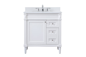 32 Inch Single Bathroom Vanity In White With Backsplash (VF31832WH-BS)