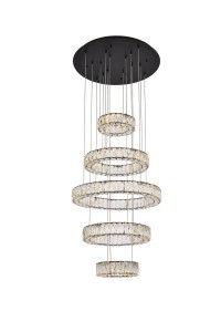 Monroe 25 Inch Led Five Ring Chandelier In Black (3503G5LBK)