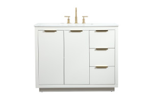 42 Inch Single Bathroom Vanity In White (VF19442WH)