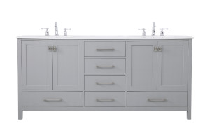 72 Inch Double Bathroom Vanity In Gray (VF18872DGR)