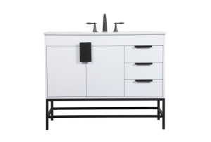 42 Inch Single Bathroom Vanity In White (VF48842MWH) 42 Inch Single Bathroom Vanity In White (VF48842MWH)