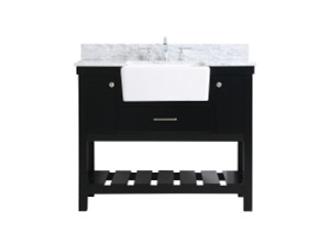 42 Inch Single Bathroom Vanity In Black With Backsplash (VF60142BK-BS)