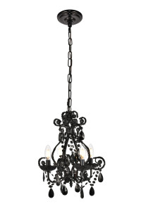 Kato Collection Pendant D12.6 H16.3 Lt:4 Polished Black Finish (LD5018D12BK)