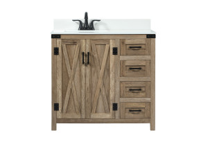 36 Inch Single Bathroom Vanity In Natural Oak With Backsplash (VF90236NT-BS)