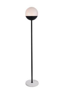 Eclipse 1 Light Black Floor Lamp With Frosted White Glass (LD6146BK)