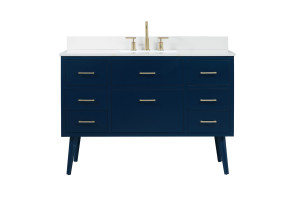 48 Inch Bathroom Vanity In Blue With Backsplash (VF41048MBL-BS)